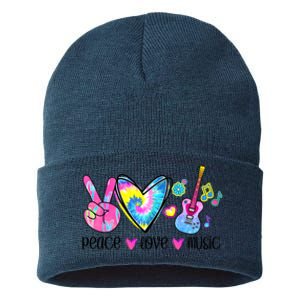 Peace Love Music Tie Dye Sustainable Knit Beanie