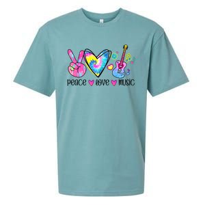 Peace Love Music Tie Dye Sueded Cloud Jersey T-Shirt