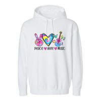 Peace Love Music Tie Dye Garment-Dyed Fleece Hoodie