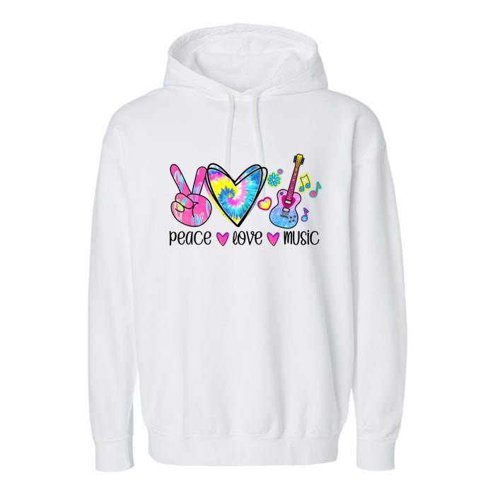 Peace Love Music Tie Dye Garment-Dyed Fleece Hoodie