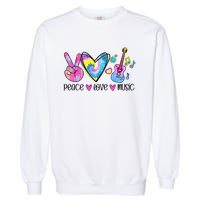 Peace Love Music Tie Dye Garment-Dyed Sweatshirt