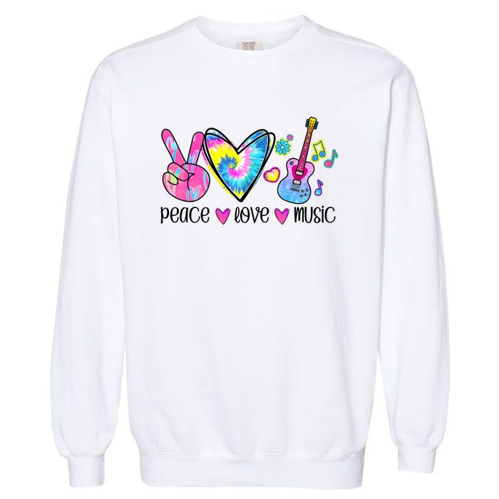 Peace Love Music Tie Dye Garment-Dyed Sweatshirt