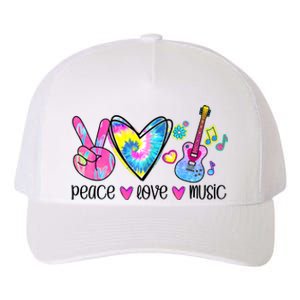 Peace Love Music Tie Dye Yupoong Adult 5-Panel Trucker Hat