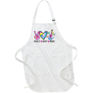 Peace Love Music Tie Dye Full-Length Apron With Pockets