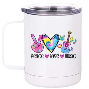 Peace Love Music Tie Dye 12 oz Stainless Steel Tumbler Cup