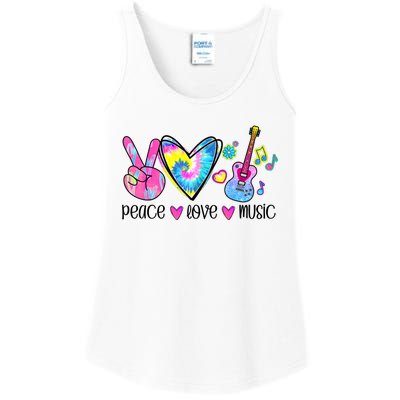 Peace Love Music Tie Dye Ladies Essential Tank