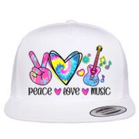 Peace Love Music Tie Dye Flat Bill Trucker Hat