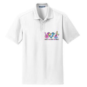 Peace Love Music Tie Dye Dry Zone Grid Polo