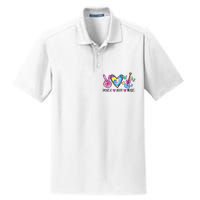 Peace Love Music Tie Dye Dry Zone Grid Polo