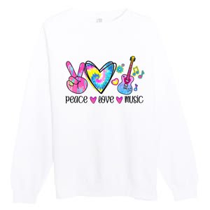 Peace Love Music Tie Dye Premium Crewneck Sweatshirt