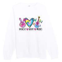 Peace Love Music Tie Dye Premium Crewneck Sweatshirt