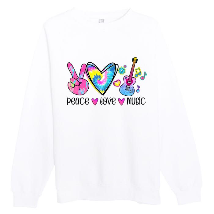 Peace Love Music Tie Dye Premium Crewneck Sweatshirt