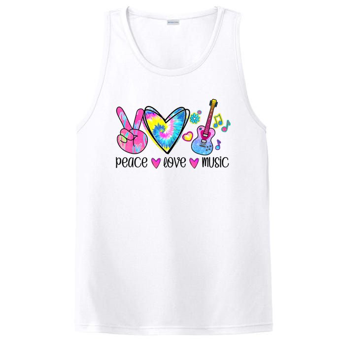 Peace Love Music Tie Dye PosiCharge Competitor Tank