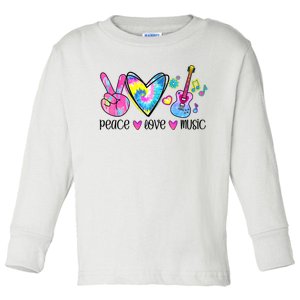 Peace Love Music Tie Dye Toddler Long Sleeve Shirt