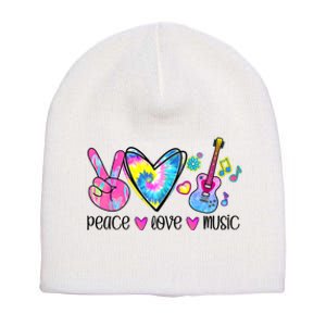 Peace Love Music Tie Dye Short Acrylic Beanie