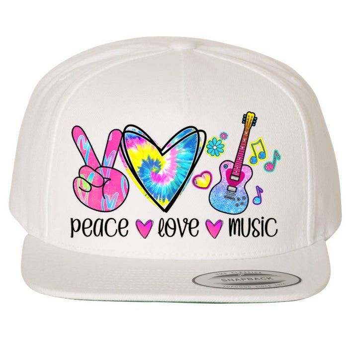 Peace Love Music Tie Dye Wool Snapback Cap