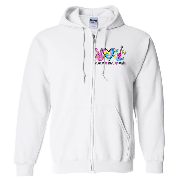 Peace Love Music Tie Dye Full Zip Hoodie