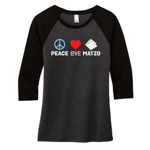 Peace Love Matzo Funny Passover Seder Jewish Food Women's Tri-Blend 3/4-Sleeve Raglan Shirt