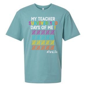 Para Life My Teacher Survived 100 Days Of Me Gift Sueded Cloud Jersey T-Shirt