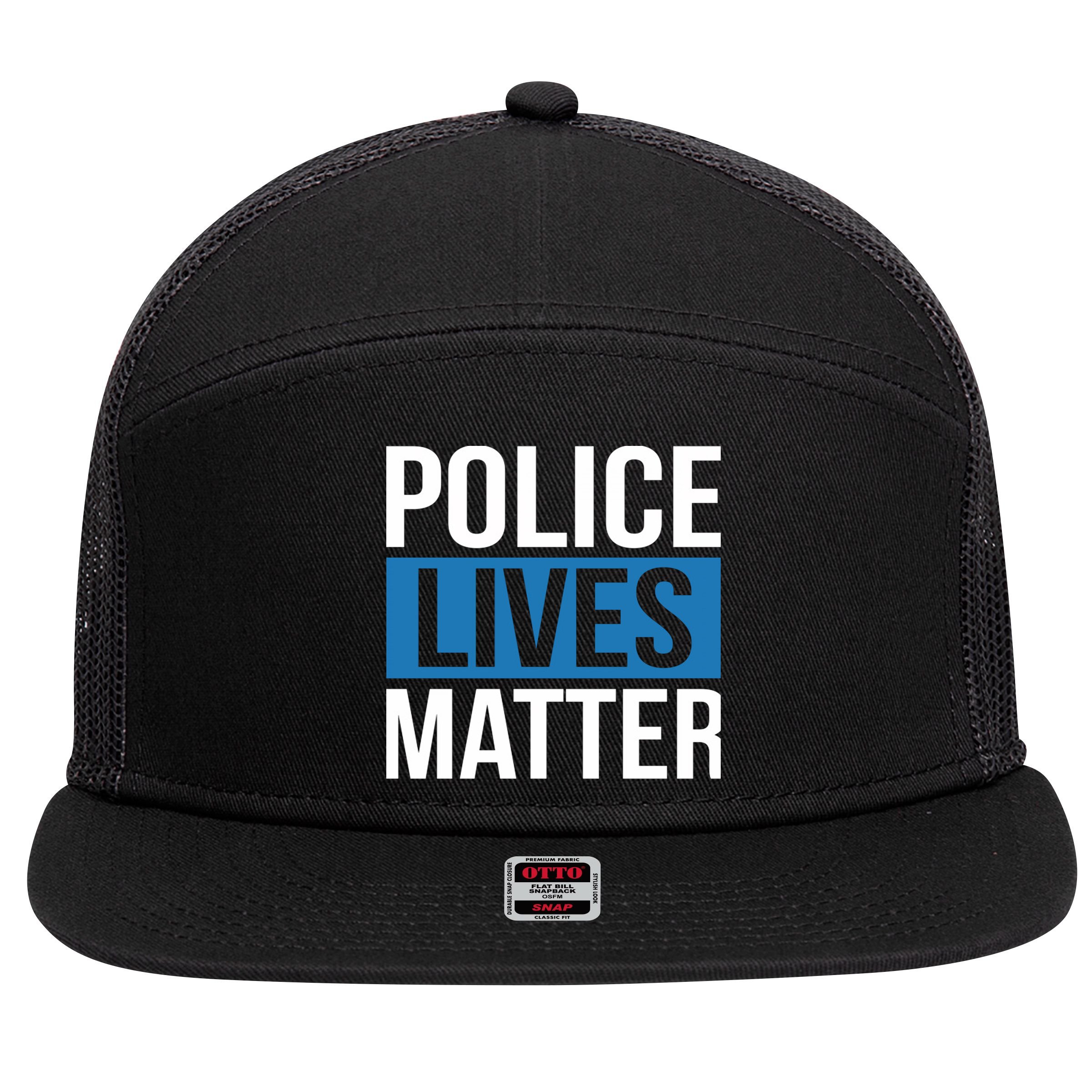 POLICE LIVES MATTER 7 Panel Mesh Trucker Snapback Hat