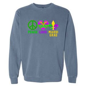 Peace Love Mardi Gras Carnival Costume Mardi Gras Parade Gift Garment-Dyed Sweatshirt