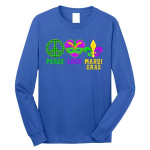 Peace Love Mardi Gras Carnival Costume Mardi Gras Parade Gift Long Sleeve Shirt