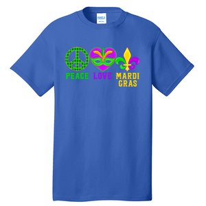 Peace Love Mardi Gras Carnival Costume Mardi Gras Parade Gift Tall T-Shirt