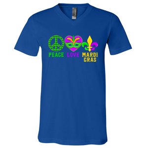 Peace Love Mardi Gras Carnival Costume Mardi Gras Parade Gift V-Neck T-Shirt