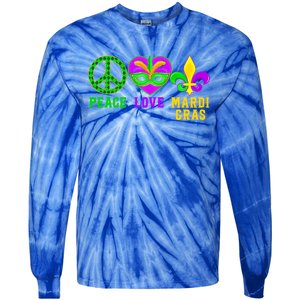 Peace Love Mardi Gras Carnival Costume Mardi Gras Parade Gift Tie-Dye Long Sleeve Shirt