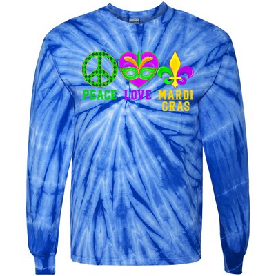 Peace Love Mardi Gras Carnival Costume Mardi Gras Parade Gift Tie-Dye Long Sleeve Shirt