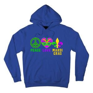 Peace Love Mardi Gras Carnival Costume Mardi Gras Parade Gift Tall Hoodie