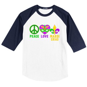 Peace Love Mardi Gras Carnival Costume Mardi Gras Parade Gift Baseball Sleeve Shirt