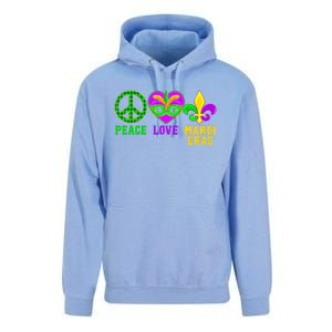 Peace Love Mardi Gras Carnival Costume Mardi Gras Parade Gift Unisex Surf Hoodie