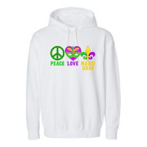 Peace Love Mardi Gras Carnival Costume Mardi Gras Parade Gift Garment-Dyed Fleece Hoodie