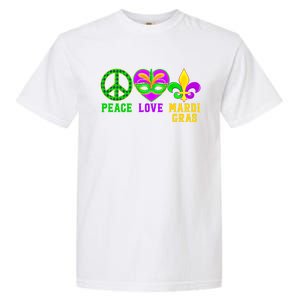 Peace Love Mardi Gras Carnival Costume Mardi Gras Parade Gift Garment-Dyed Heavyweight T-Shirt