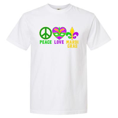 Peace Love Mardi Gras Carnival Costume Mardi Gras Parade Gift Garment-Dyed Heavyweight T-Shirt