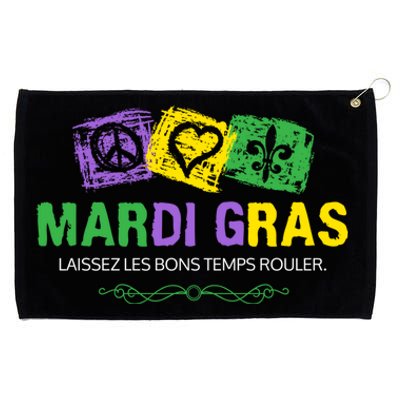 Peace Love Mardi Gras Celebration Gift Grommeted Golf Towel