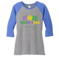 Peace Love Mardi Gras Celebration Gift Women's Tri-Blend 3/4-Sleeve Raglan Shirt