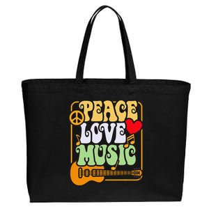 Peace Love Music Lover Festival Girl Boy Cotton Canvas Jumbo Tote