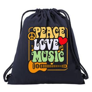 Peace Love Music Lover Festival Girl Boy Drawstring Bag