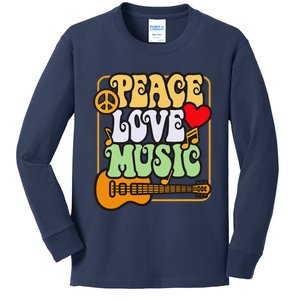 Peace Love Music Lover Festival Girl Boy Kids Long Sleeve Shirt