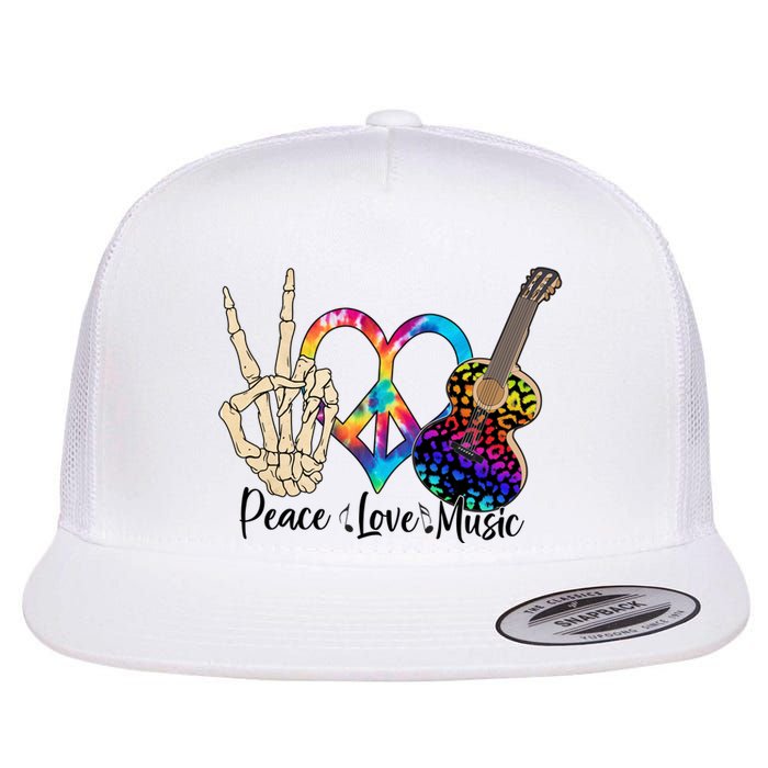 Peace Love Music For Music Lovers Flat Bill Trucker Hat