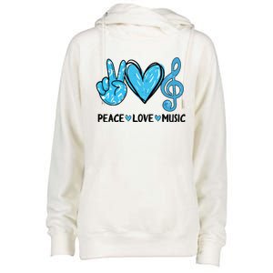 Peace Love Music Womens Funnel Neck Pullover Hood