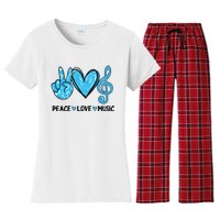 Peace Love Music Women's Flannel Pajama Set