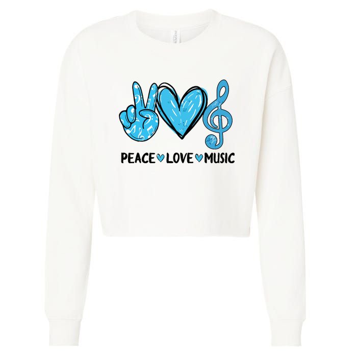 Peace Love Music Cropped Pullover Crew