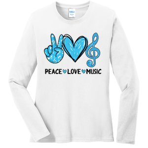 Peace Love Music Ladies Long Sleeve Shirt