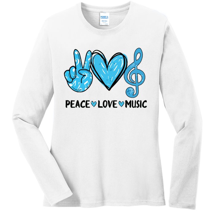 Peace Love Music Ladies Long Sleeve Shirt