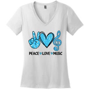 Peace Love Music Women's V-Neck T-Shirt