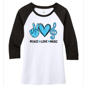 Peace Love Music Women's Tri-Blend 3/4-Sleeve Raglan Shirt