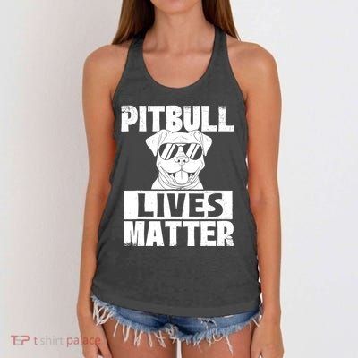 Pitbull Lives Matter Pittie Lover Dog Lover Pet Owner Women's Knotted Racerback Tank